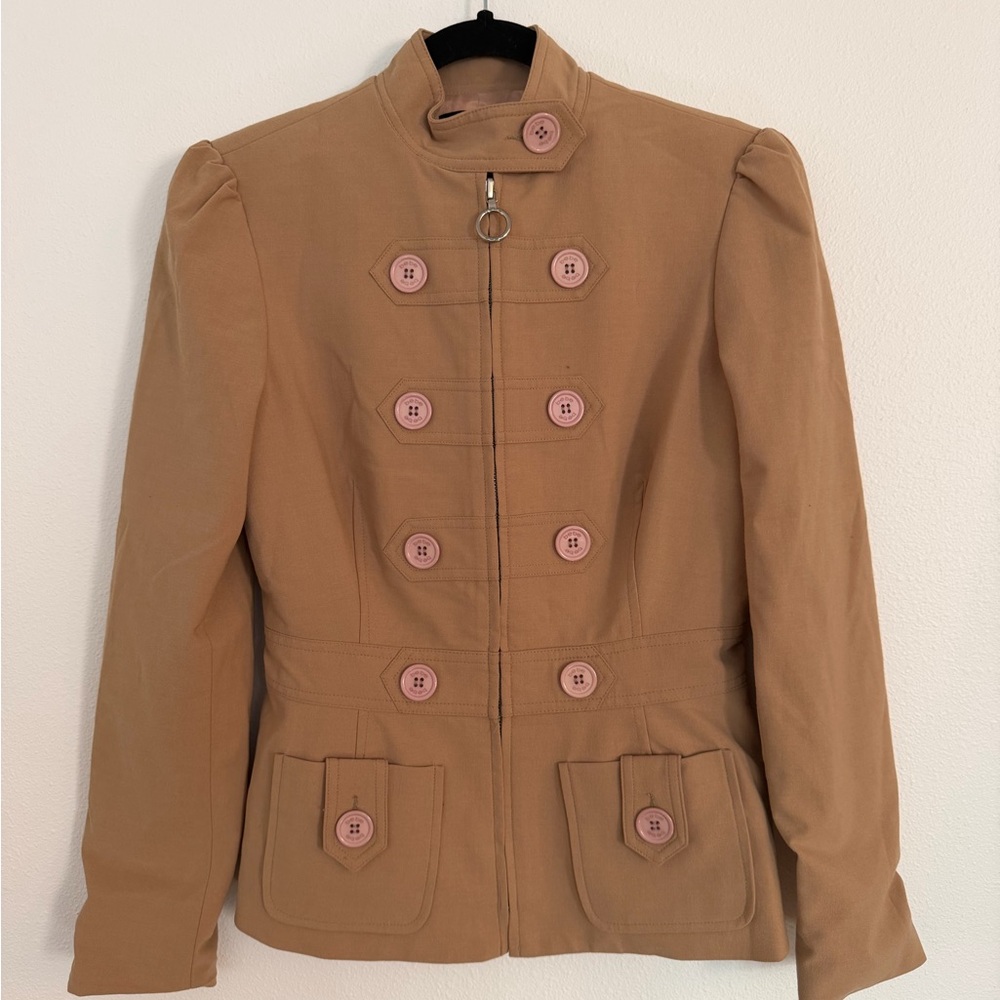 bebe Tan Utility Jacket with Accent Buttons